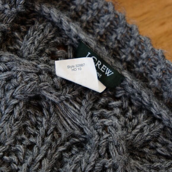 J. Crew Chunky Cable Fisherman Handknit Cardigan Wool Blend Women Sz M - Picture 5 of 8